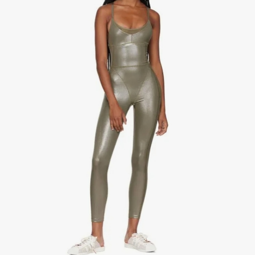 IVY PARK Olive Metallic Scoop-Neck Jumpsuit
